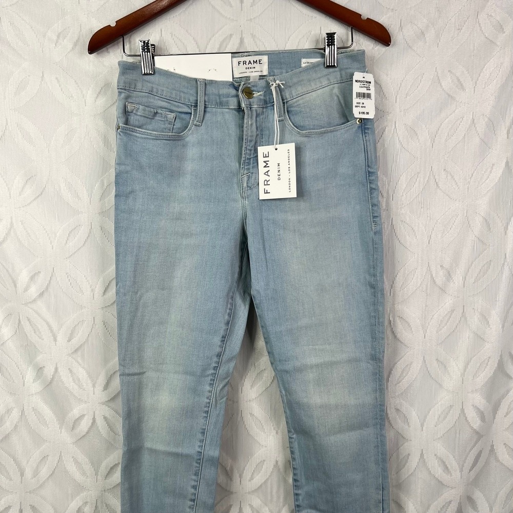 FRAME Denim‎ Le Skinny De Jeanne Crop Jeans Light Wash Raw Hem Size 28 NWT - Picture 6 of 9